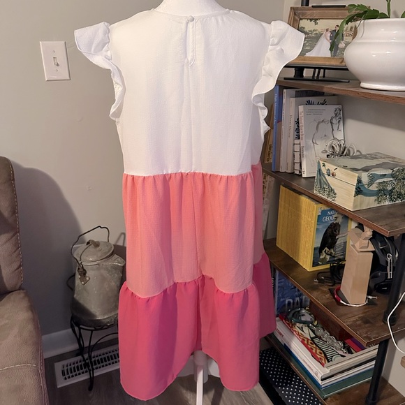 Ruffle Dress- Pink Color Block - Picture 3 of 5